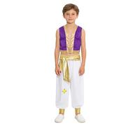 renvena Boys Arabian Prince Costume Toad Super Brothers Outfits Waistcoat Vest and Bloomers Pants Set Purple 5-6 Years