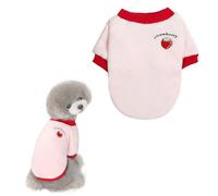 renvena Cat Cozy Sweater with Ribbed Sleeves Heart Embroidery Fleece Pullover for Cold Nights Pet Pajamas Casual Wear Pink S