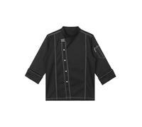 renvena Chef Coat Womens Mens Short Sleeve Chef Jacket Cooking Restaurant Canteen Work Costume Uniform Tops Black Long Sleeve XL