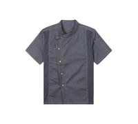 renvena Chef Coat Womens Mens Short Sleeve Chef Jacket Cooking Restaurant Canteen Work Costume Uniform Tops Gray Short Sleeve XXL