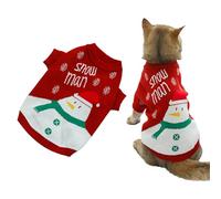 renvena Christmas Snowman Dog Sweater Thick Knitted Pullover Shirt For Small Dogs Warm Soft Clothing For Pomeranian Poodle Red 2XL