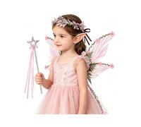 renvena Flowers Fairy Wing Set for Cosplay Costume Rave Meadow Birthday Accessory Celebration Grace 4 Pcs Pink One Size