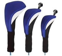renvena Golf Wood Headcovers 3/4 Pack, Durable Protective Sleeves for Fairway Driver Club Daily Storage Blue White Cloth 3Pcs/Set One Size