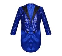 renvena Kids Boys Shiny Sequin Suit Jacket Coat Tailcoat Blazer Party Coat Dance Stage Performance Outerwear