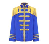 renvena Kids Girls Boys SGT Sergeant Pepper Budget Jacket Long Sleeve 60's British Pop-star Hippy Coat Royal Blue 9-10 Years