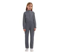 renvena Kids Mechanic Costume Jumpsuit Boys Girls Halloween Cosplay Boiler Suit Khaki Workwear Uniform Flight Suit Gray 7-8 Years
