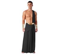 renvena Men's One-Shoulder Harness Mr. Prince Party Costume Ancient Greek Lingerie Halloween Cosplay Outfit a1 Black M