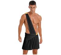 renvena Men's One-Shoulder Harness Mr. Prince Party Costume Ancient Greek Lingerie Halloween Cosplay Outfit Black L