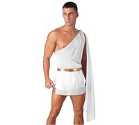 renvena Men's One-Shoulder Harness Mr. Prince Party Costume Ancient Greek Lingerie Halloween Cosplay Outfit b1 White M