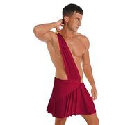 renvena Men's One-Shoulder Harness Mr. Prince Party Costume Ancient Greek Lingerie Halloween Cosplay Outfit Burgundy L