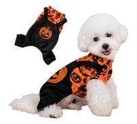 renvena Scary Halloween Dog Costume Pumpkin Skull Party Pet Overalls Funny Devil Clothes For Small Medium Big Dogs Orange L