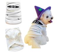 renvena Winter Mummy Dog Sweater With Hood Cute Funny Halloween Costume Jacket Warm Fleece Coat For Small Dogs Cats White L