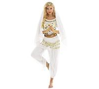 renvena Women's Belly Dance Sets Bollywood India Arabian Princess Outfits Halloween Performance Costumes White One Size
