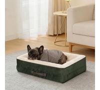 Renvix Medium Orthopedic Cat Bed, Waterproof Dog Sofa Bed with Removable Washable Cover, Soft Egg Foam Pet Bed, Non-Slip Bottom and Four-Sided Bolster Cushion（Pitch Green, 61x46x15cm）