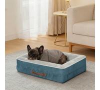 Renvix Medium Orthopedic Cat Bed, Waterproof Dog Sofa Bed with Removable Washable Cover, Soft Egg Foam Pet Bed, Non-Slip Bottom and Four-Sided Bolster Cushion（Blue, 61x46x15cm）