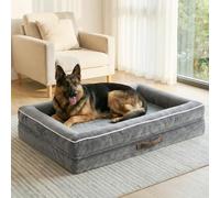 Renvix XXL Orthopedic Dog Bed, Waterproof Dog Sofa Bed with Removable Washable Cover, Soft Egg Foam Pet Bed, Non-Slip Bottom and Four-Sided Bolster Cushion（Gray, 137x91x19cm）