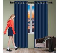 RENWEIWEI Black Blackout Curtains for Bedroom 138 x 136 cm Thermal Insulated Material Black Out Kitchen Curtain for Classical Bedroom, Navy Blue
