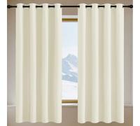 RENXTAO Blackout Curtains for Living Room 150 x 90 cm Room Darkening Pencil Pleat Darkening Curtains Curtains/Drapes for Bedroom, Kitchen, Nursery, Beige