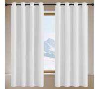RENXTAO Blackout Curtains for Living Room 90 x 370 cm Room Darkening Pencil Pleat Darkening Curtains Curtains/Drapes for Bedroom, Kitchen, Nursery, White