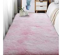 RENXTAO Tie Dyed Shag 175 x 210 cm Fluffy Area Rugs for Bedroom Small Modern for Kids Hallway Living Room, Light Pink