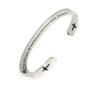 RENYILIN Religious prayer bracelet Christian inspirational quotes Cross Cuff bracelet Baptismal Faith Bible verses inspired cuff jewelry, Uniform size, Stainless Steel, no gemstone