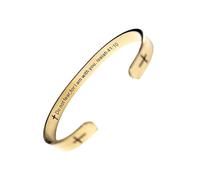 RENYILIN Religious prayer bracelet Christian inspirational quotes Cross Cuff bracelet Baptismal Faith Bible verses inspired cuff jewelry, Uniform size, Stainless Steel, no gemstone