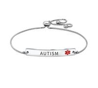 RENYILIN Stainless Steel Box Chain Adjustable Medical Alert Emergency Aid Bracelet, One Size, Stainless Steel, no gemstone