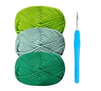 Renyiz Chunky Cotton Wool for Crochet - 3x50g, Amigurumi Yarn with 4mm Hook, Easy Crochet Starter Kit in Green