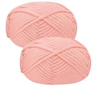 Renyiz Chunky Cotton Yarn for Crochet, 2x50g, Beginner Amigurumi Yarn, Easy Crochet Starter Kit, Baby Pink