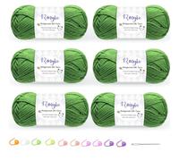Renyiz Crochet Yarn, 6 x 50g Cotton Yarn (60% Cotton & 40% Acrylic) DK Wool for Crochet with 2.5mm Hook & Accessories, Suitable for Baby Wool Crafts & Knitting Green