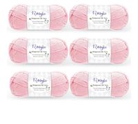 Renyiz Crochet Yarn, 6 x 50g Cotton Yarn (60% Cotton & 40% Acrylic) DK Wool for Crochet with Accessories, Suitable for Baby Wool Crafts & Knitting Pink