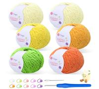 Renyiz Fluffy Yarn for Crochet 50gx6 with 4mm Hook, Flutterby Chunky Yarn for Crochet, Soft Plush Chunky Thick Wool, Perfect for Baby Blankets & Amigurumi (6-Yellow)