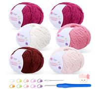 Renyiz Fluffy Yarn for Crochet 50gx6 with 4mm Hook, Flutterby Chunky Yarn for Crochet, Soft Plush Chunky Thick Wool, Perfect for Baby Blankets & Amigurumi(6-Rose)