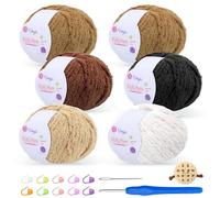 Renyiz Fluffy Yarn for Crochet 50gx6 with 4mm Hook, Flutterby Chunky Yarn for Crochet, Soft Plush Chunky Thick Wool, Perfect for Baby Blankets & Amigurumi (6-Brown)