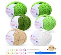 Renyiz Fluffy Yarn for Crochet 50gx6 with 4mm Hook, Flutterby Chunky Yarn for Crochet, Soft Plush Chunky Thick Wool, Perfect for Baby Blankets & Amigurumi (6-Green)