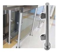 RENYJGOU Glass Balustrade Round Glass Railing Post Clamp Kit, Indoor Outdoor Divider Stair Platform Railing Balustrade, for Garden Deck Loft/Sier End Post/H-60Cm(23.6")