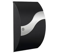 Renz 630100DE MEFA Wave 630 Letterbox (Colour: Jet Black, Stainless Steel, Flap, Front Removal, Size: 540 x 315 x 155 mm) Black