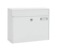 Renz MEFA Vals 101 101010DE Letterbox with Name Plate White Postbox with Lock Size 310 x 385 x 137 mm