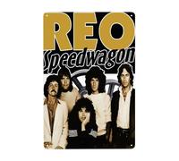 REO Rock Band Speedwagon Metal Sign Decor Wall Art Indoor Decorative Plaque Poster Tin Painting Stylish Door Sign for Hotel Vintage Metal Hanging Picture for Cafes/Bar/Garage (8x12Inch)