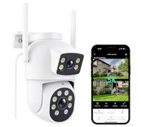 Reobiux Dual Lens Outdoor Security Camera, 2.5K/6MP PTZ Home Security WiFi Cameras, CCTV Camera with Auto Tracking, Ai Human Detection, 30m Color Night Vision, Two-Way Audio, IP66, Works with Alexa