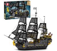 Reobrix 66036 Pirate Ship Building Block Boat Toy, 4910 Pieces Large Black Pearl Boat Ship Construction Toy Sets with Light, MOC Sailing Ship Model Kit Clamping Blocks, for Adults and Teenagers (2)