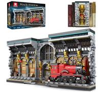 Reobrix Book Nook Model, Train Station Building Set with Lights 66031