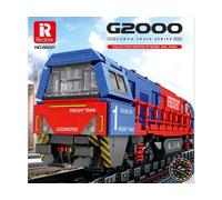 Reobrix Freight Train Building Set with Base, MOC G2000 Classic Train Brick Kit for Adult, 66021 Retro Locomotive Construction Vehicle Home Office Decor Model, Gifts for Teens 14+ (1980PCS)