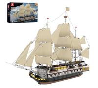 Reobrix Large Ship Building Block Toy, Collectible UK Endeavour Display Model Ships Kits for Adults, 66048 Big Sail Boat Challenging Construction Brick Puzzle Gifts for Teens 14+ (3555Pcs)
