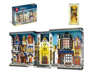 Reobrix Medieval Architecture Booknook Building Toy Set with Lights, Creative Street View Bookends Home Decor Model, 66026 Book Nook Puzzle Gift for Adults Boys Girls 14+ (2687PCS)