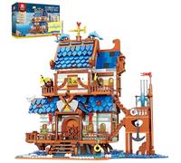 Reobrix Medieval Fishing Store Building Block Set with Light, European Seaside Architecture Model Kit, 66007 Home Office Decoration Construction Brick Gift for Adult Teens 14+ (2329PCS)