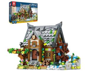 Reobrix Medieval Watermill Building Set - 1873 PCS Medieval House with Rotating Water Wheel, Architecture Collectible Building Bricks Kit for Adults and Medieval Village Fans
