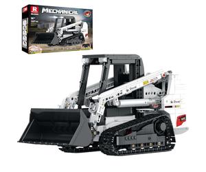 Reobrix RC Bobcat Skid Steer Loader Building Block Toy with Cab Light, Engineer Tracked Vehicle Heavy Duty Hobby for Adult, 22004 Mechanical Construction Brick Gift for Child Boys 14+ (1227Pcs)