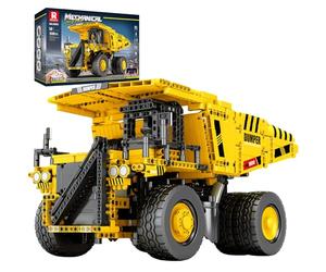 Reobrix RC Dump Truck Building Block Toy, APP/Remote Control Engineering Dumper Heavy Duty Vehicle with Motorset, 22025 Technical Mining Car Construction Brick Gift for Adult Child 14+ (1538Pcs)