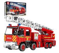 Reobrix RC Fire Ladder Truck Building Block, APP/Remote Control Engineering Fire Rescue Vehicle with Retractable Ladder/Stabilizer Leg, 22005 Technical Brick Car Gift for Adult Teens 14+ (3047Pcs)